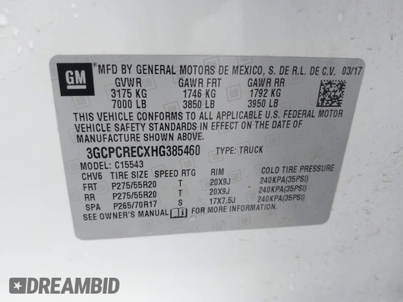 2017 Chevrolet Silverado 1500 LT with VIN 3GCPCRECXHG385460, listed as a IAAI auction lot 41690171 with 108,673 mi miles and . Bid and sale history available at DreamBid. Image 9.