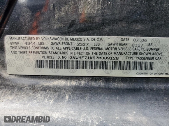 2007 Volkswagen Jetta 2.5 с VIN 3VWHF71K57M009128, выставлен на аукционе Copart как лот 49278895 с пробегом 224 200 миль миль и Чистый • Clean title. История ставок и продаж доступна на DreamBid. Изображение 12.