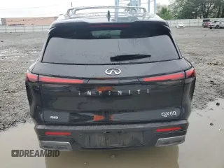2025 Infiniti QX60 Sensory with VIN 5N1AL1GS7SC336153, listed as a Copart auction lot 57083985 with 5,692 mi miles and Salvage title. Bid and sale history available at DreamBid. Image 6.