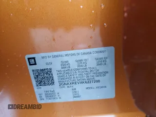 2019 Chevrolet Equinox LT z VIN 2GNAXKEVXK6227200, wystawiony jako Copart lot #56533175 z przebiegiem 108 577 mil mil oraz Nie do naprawy • Non repairable. Historia ofert i sprzedaży dostępna na DreamBid. Obrazek 14.