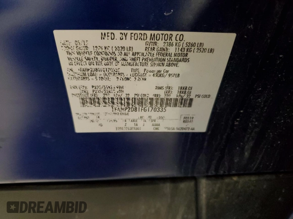 2015 Ford Taurus SE with VIN 1FAHP2D81FG170335, listed as a Copart auction lot 41472365 with 188,391 mi miles and Salvage Title. Bid and sale history available at carsss.com. Image 12.