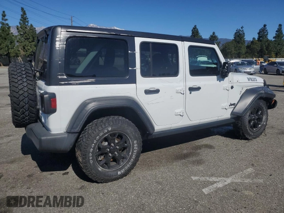 2021 Jeep Wrangler Unlimited Willys с VIN 1C4HJXDG4MW636293, выставлен на аукционе Copart как лот 44272675 с пробегом 34 480 миль миль и Списание • Salvage title. История ставок и продаж доступна на DreamBid. Изображение 3.