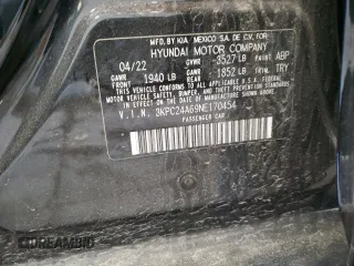 2022 Hyundai Accent SEL с VIN 3KPC24A69NE170454, выставлен на аукционе Copart как лот 56472515 с пробегом 31 748 миль миль и Списание • Salvage title. История ставок и продаж доступна на DreamBid. Изображение 13.