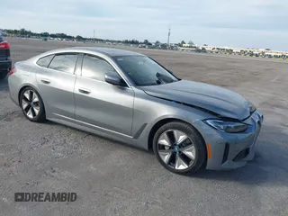 2024 BMW i4 eDrive35 with VIN WBY43AW00RFT13208, listed as a IAAI auction lot 41191478 with 9,638 mi miles. Bid and sale history available at carsss.com. Image 1.