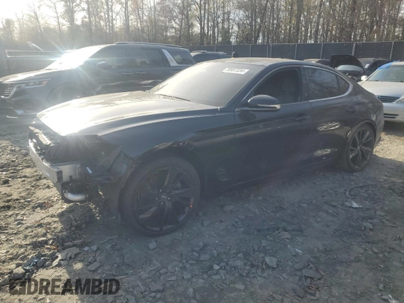 2023 Genesis G70 2.0T with VIN KMTG34TA5PU115666, listed as a Copart auction lot 78907334 with 19,747 mi miles and Salvage Title. Bid and sale history available at DreamBid. Image 1.