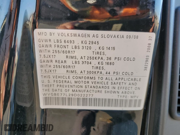 2009 Volkswagen Touareg VR6 с VIN WVGBE77L29D022277, выставлен на аукционе Copart как лот 43287925 с пробегом 184 860 миль миль и Списание • Salvage title. История ставок и продаж доступна на DreamBid. Изображение 15.