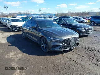 2023 Genesis G70 2.0T with VIN KMTG34TA9PU109174, listed as a IAAI auction lot 41582887 with 72,996 mi miles. Bid and sale history available at carsss.com. Image 1.