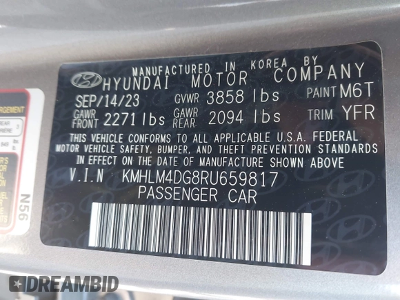 2024 Hyundai Elantra SEL z VIN KMHLM4DG8RU659817, wystawiony jako IAAI lot #41875167 z przebiegiem 31 674 mil mil oraz . Historia ofert i sprzedaży dostępna na DreamBid. Obrazek 9.