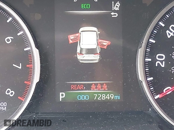 2019 Toyota RAV4 LE with VIN JTMK1RFVXKD033547, listed as a IAAI auction lot 40508021 with 72,849 mi miles. Bid and sale history available at carsss.com. Image 7.