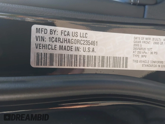 2024 Jeep Grand Cherokee Laredo z VIN 1C4RJHAG0RC235461, wystawiony jako IAAI lot #40354033 z przebiegiem 589 mil mil oraz . Historia ofert i sprzedaży dostępna na DreamBid. Obrazek 9.