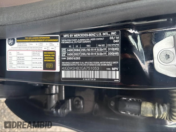 2016 Mercedes-Benz GLE 350 with VIN 4JGDA5HB2GA751053, listed as a IAAI auction lot 42632182 with 158,790 mi miles and . Bid and sale history available at DreamBid. Image 9.