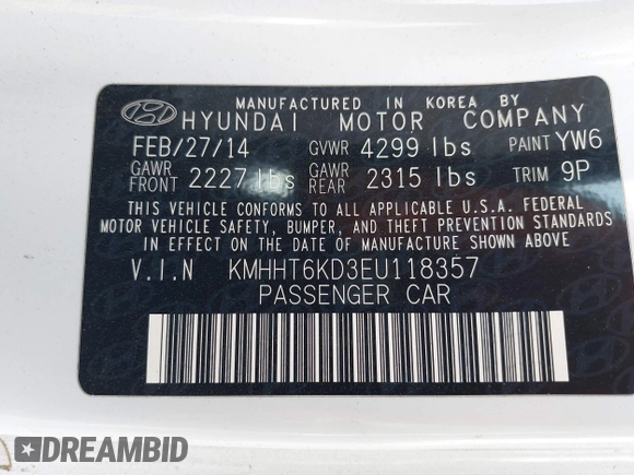 2014 Hyundai Genesis Coupe R-Spec z VIN KMHHT6KD3EU118357, wystawiony jako IAAI lot #40970527 z przebiegiem 94 174 mil mil oraz . Historia ofert i sprzedaży dostępna na DreamBid. Obrazek 9.