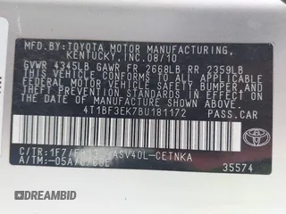 2011 Toyota Camry LE with VIN 4T1BF3EK7BU181172, listed as a IAAI auction lot 41838379 with 250,985 mi miles. Bid and sale history available at carsss.com. Image 9.