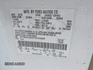 2007 Ford F-150 XLT z VIN 1FTRW12WX7KC53550, wystawiony jako IAAI lot #41909529 z przebiegiem 167 206 mil mil oraz . Historia ofert i sprzedaży dostępna na DreamBid. Obrazek 9.