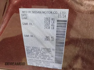 2024 Nissan Altima 2.5 SV with VIN 1N4BL4DV1RN409109, listed as a IAAI auction lot 42096171 with 28,460 mi miles. Bid and sale history available at carsss.com. Image 9.