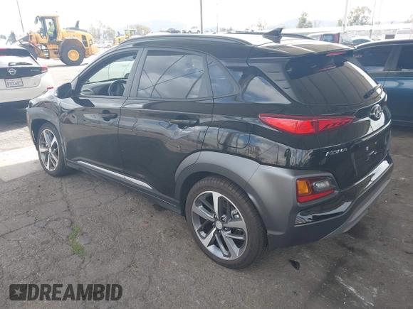 2019 Hyundai Kona Limited with VIN KM8K33A55KU299911, listed as a IAAI auction lot 41933000 with 3,671 mi miles. Bid and sale history available at carsss.com. Image 3.