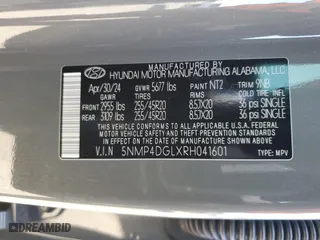 2024 Hyundai Santa Fe Limited with VIN 5NMP4DGLXRH041601, listed as a Copart auction lot 50257125 with 4,002 mi miles and Salvage Title. Bid and sale history available at carsss.com. Image 13.