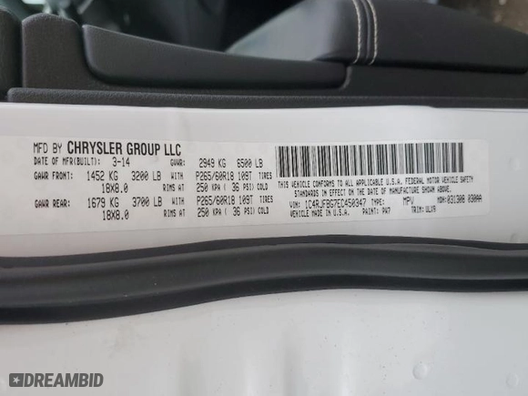 2014 Jeep Grand Cherokee Limited with VIN 1C4RJFBG7EC450347, listed as a Copart auction lot 47001915 with 100,492 mi miles and Salvage Title. Bid and sale history available at carsss.com. Image 13.