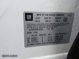 2021 Chevrolet TrailBlazer LT with VIN KL79MPS29MB104593, listed as a IAAI auction lot 41797399 with 49,097 mi miles. Bid and sale history available at carsss.com. Image 9.