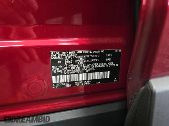 2022 Toyota RAV4 XLE z VIN 2T3W1RFV4NW201045, wystawiony jako Copart lot #62903115 z przebiegiem 26 019 mil mil oraz Czysty tytuł • Clean title. Historia ofert i sprzedaży dostępna na DreamBid. Obrazek 10.