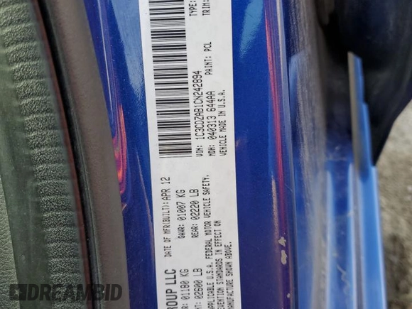 2012 Dodge Avenger SE with VIN 1C3CDZAB1CN242894, listed as a Copart auction lot 51501525 with 191,428 mi miles and Salvage Title. Bid and sale history available at carsss.com. Image 12.