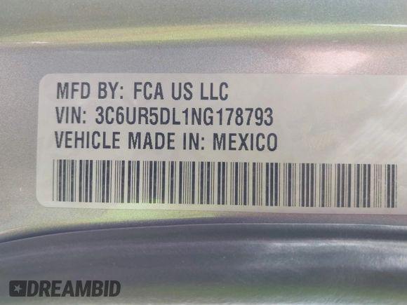 2022 Ram 2500 Big Horn z VIN 3C6UR5DL1NG178793, wystawiony jako IAAI lot #41810830 z przebiegiem 76 551 mil mil oraz . Historia ofert i sprzedaży dostępna na DreamBid. Obrazek 9.