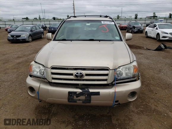 2005 Toyota Highlander with VIN JTEEP21A650087443, listed as a Copart auction lot 86704434 with Not Provided miles and Salvage Title. Bid and sale history available at DreamBid. Image 5.