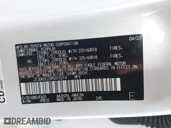 2024 Lexus NX 350h Premium with VIN JTJGKCEZ3R5010214, listed as a IAAI auction lot 41428013 with 11,022 mi miles and . Bid and sale history available at DreamBid. Image 9.