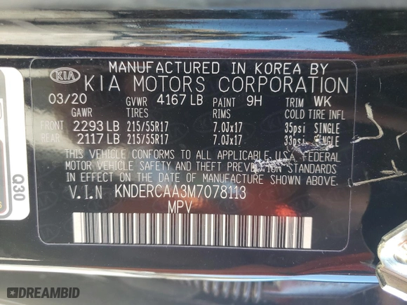 2021 Kia Seltos EX with VIN KNDERCAA3M7078113, listed as a Copart auction lot 47103045 with NaN miles and Salvage Title. Bid and sale history available at carsss.com. Image 13.