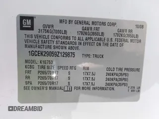 2009 Chevrolet Silverado 1500 LT with VIN 1GCEK29059Z129875, listed as a IAAI auction lot 41678620 with 155,798 mi miles and . Bid and sale history available at DreamBid. Image 9.