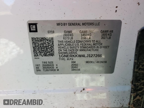2020 Chevrolet Traverse Premier with VIN 1GNERKKW4LJ127266, listed as a Copart auction lot 52258785 with Not provided miles and Salvage title. Bid and sale history available at DreamBid. Image 15.