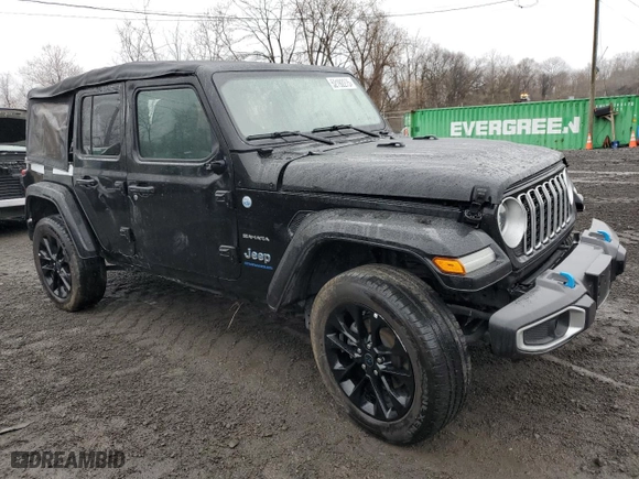 2024 Jeep Wrangler 4xe Sahara with VIN 1C4RJXP60RW257385, listed as a Copart auction lot 52192275 with 20,899 mi miles and Salvage Title. Bid and sale history available at carsss.com. Image 4.