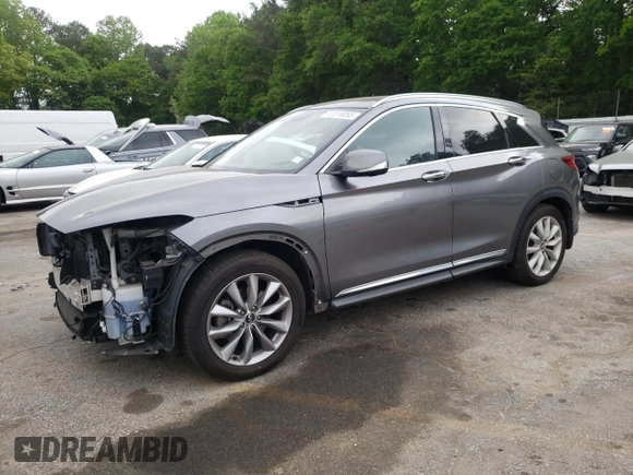 2019 Infiniti QX50 Essential with VIN 3PCAJ5M15KF115179, listed as a Copart auction lot 53516055 with 157,074 mi miles and Salvage title. Bid and sale history available at DreamBid. Image 1.