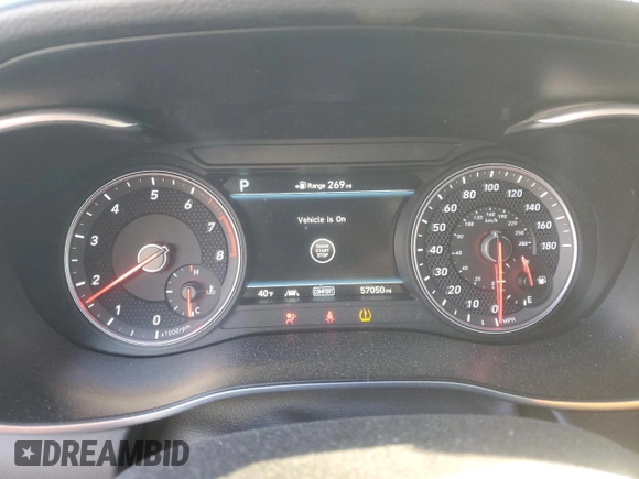 2019 Genesis G70 3.3T Advanced with VIN KMTG34LE4KU014808, listed as a Copart auction lot 87353044 with 57,050 mi miles and Salvage Title. Bid and sale history available at carsss.com. Image 9.