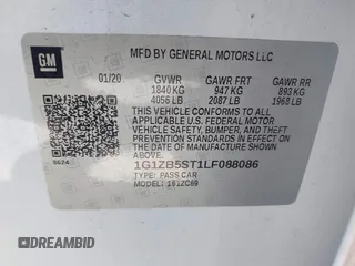 2020 Chevrolet Malibu LS with VIN 1G1ZB5ST1LF088086, listed as a IAAI auction lot 41975598 with 130,623 mi miles and . Bid and sale history available at DreamBid. Image 9.