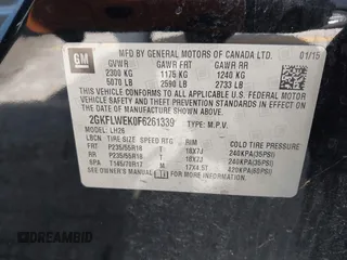 2015 GMC Terrain SLE with VIN 2GKFLWEK0F6261339, listed as a IAAI auction lot 41986275 with 100,082 mi miles and . Bid and sale history available at DreamBid. Image 9.