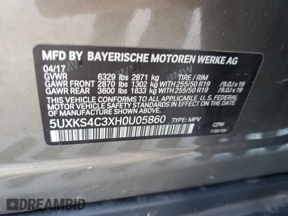 2017 BMW X5 xDrive35d with VIN 5UXKS4C3XH0U05860, listed as a Copart auction lot 79239594 with 69,178 mi miles and Salvage Title. Bid and sale history available at carsss.com. Image 13.