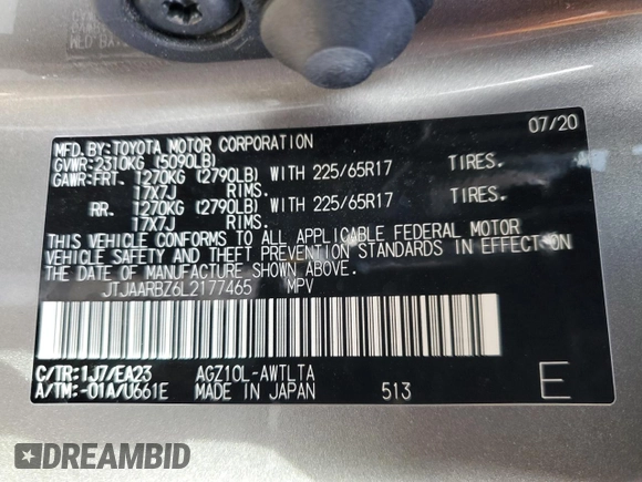 2020 Lexus NX 300 with VIN JTJAARBZ6L2177465, listed as a Copart auction lot 48214485 with 102,928 mi miles and Salvage title. Bid and sale history available at DreamBid. Image 13.