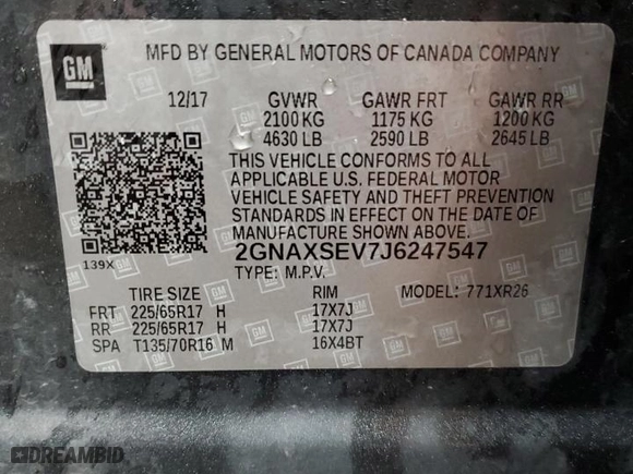 2018 Chevrolet Equinox LT with VIN 2GNAXSEV7J6247547, listed as a Copart auction lot 50062315 with 150,364 mi miles and Clean Title. Bid and sale history available at carsss.com. Image 13.