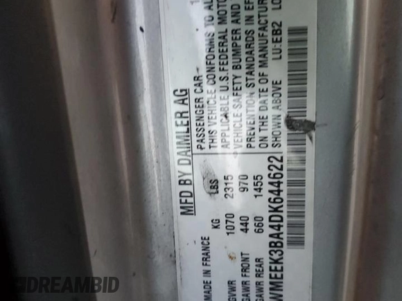 2013 Smart fortwo Passion z VIN WMEEK3BA4DK644622, wystawiony jako Copart lot #84966644 z przebiegiem 78 657 mil mil oraz Szkoda całkowita • Salvage title. Historia ofert i sprzedaży dostępna na DreamBid. Obrazek 12.