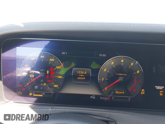 2018 Mercedes-Benz S 560 with VIN WDDUG8GB3JA411008, listed as a IAAI auction lot 41669135 with 65,649 mi miles and . Bid and sale history available at carsss.com. Image 7.
