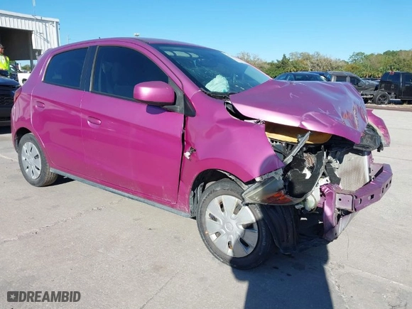 2015 Mitsubishi Mirage DE with VIN ML32A3HJ6FH056090, listed as a IAAI auction lot 41740985 with 91555 miles. Bid and sale history available at carsss.com. Image 1.
