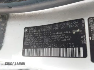 2003 BMW 5 Series 530i z VIN WBADT63423CK31105, wystawiony jako IAAI lot #42818407 z przebiegiem 200 889 mil mil oraz . Historia ofert i sprzedaży dostępna na DreamBid. Obrazek 9.