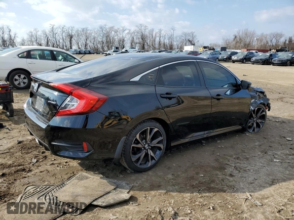 2020 Honda Civic Sedan Sport with VIN 2HGFC2F89LH532696, listed as a Copart auction lot 43869495 with 123,252 mi miles and Salvage Title. Bid and sale history available at carsss.com. Image 3.