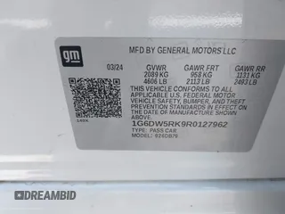 2024 Cadillac CT5 Luxury with VIN 1G6DW5RK9R0127962, listed as a IAAI auction lot 42548395 with 24,327 mi miles and . Bid and sale history available at DreamBid. Image 9.