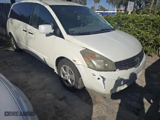 2008 Nissan Quest S with VIN 5N1BV28UX8N101294, listed as a IAAI auction lot 41824774 with 999,999 mi miles. Bid and sale history available at carsss.com. Image 1.