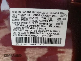 2012 Acura MDX z VIN 2HNYD2H25CH539247, wystawiony jako Copart lot #53558235 z przebiegiem 37 359 mil mil oraz Szkoda całkowita • Salvage title. Historia ofert i sprzedaży dostępna na DreamBid. Obrazek 14.