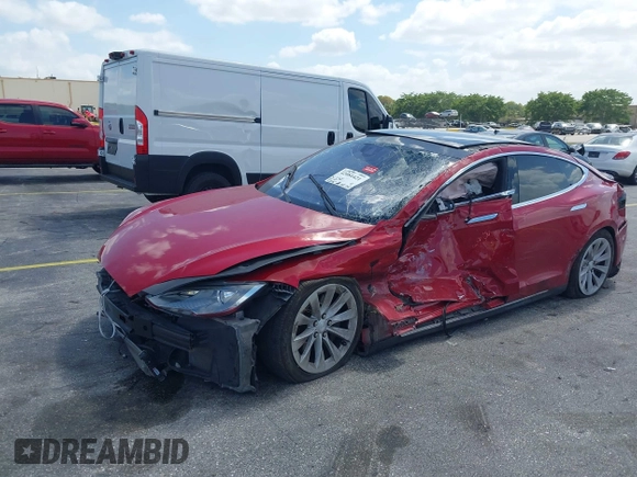 2016 Tesla Model S 70 with VIN 5YJSA1E16GF135833, listed as a IAAI auction lot 42084421 with 97,615 mi miles and . Bid and sale history available at DreamBid. Image 2.