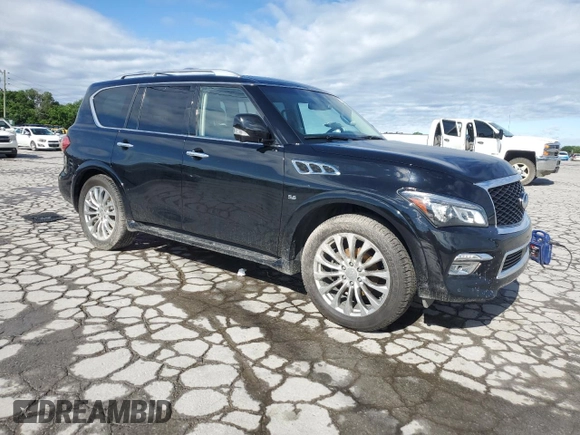 2017 Infiniti QX80 z VIN JN8AZ2NE9H9159198, wystawiony jako Copart lot #58572875 z przebiegiem 136 492 mil mil oraz Szkoda całkowita • Salvage title. Historia ofert i sprzedaży dostępna na DreamBid. Obrazek 4.