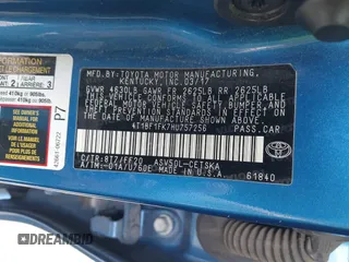 2017 Toyota Camry XLE with VIN 4T1BF1FK7HU757256, listed as a IAAI auction lot 41592844 with 111,402 mi miles and . Bid and sale history available at DreamBid. Image 9.